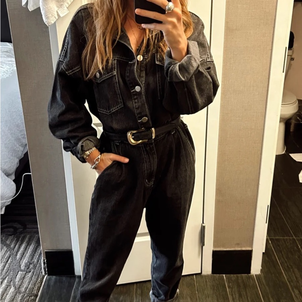 Black denim jumpsuit 12th tribe